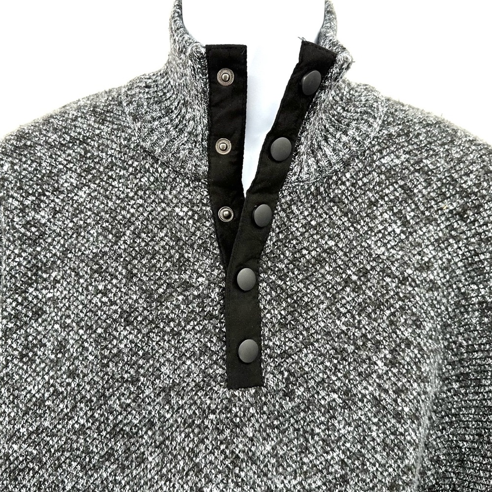 Buffalo David Bitton Mens XXL Weebery Black Mix 1/4 Snap Mock Neck Lined Sweater
